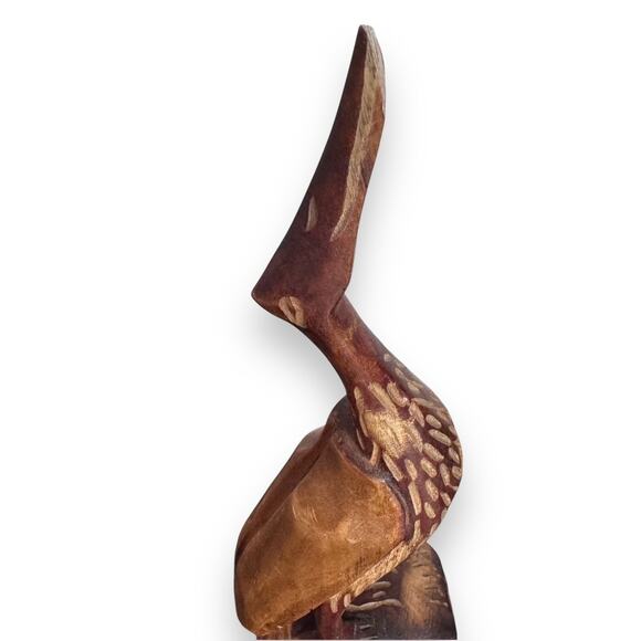 Vintage Hand Carved Wood 10.5" Bird Statues Made in Haiti - Picture 8 of 10